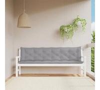vidaXL Lot de 2 Coussins de Banc de Jardin, Revêtement de Banc avec Jeux de Cordes, Coussin d'Extérieur Imperméable, Gris 200x50x7 cm Tissu Oxford