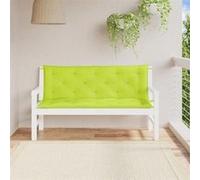 vidaXL Coussins de banc de jardin Lot de 2 – Tissu Oxford imperméable, avec jeux de cordes – Vert vif