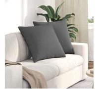 VIDAXL - Lot de 2 coussins de canapé 80 x 80 cm gris foncé housses amovibles polyester
