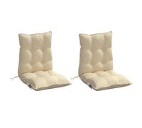 vidaXL Lot de 2 Coussins de Chaise à Dossier Bas, Galette de Siège Imperméable, Coussin d'Extérieur Anti-Glissement Jardin Terrasse, Beige Tissu Oxford
