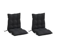 vidaXL Lot de 2 Coussins de Chaise à Dossier Bas, Galette de Siège Imperméable, Coussin d'Extérieur Anti-Glissement Jardin Terrasse, Noir Tissu Oxford
