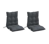 vidaXL Lot de 2 Coussins de Chaise à Dossier Bas, Galette de Siège Imperméable, Coussin d'Extérieur Anti-Glissement Jardin Terrasse, Anthracite