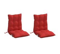 vidaXL Lot de 2 Coussins de Chaise à Dossier Bas, Galette de Siège Imperméable, Coussin d'Extérieur Anti-Glissement Jardin Terrasse, Rouge Tissu Oxford