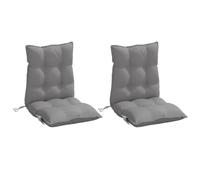 vidaXL Lot de 2 Coussins de Chaise à Dossier Bas, Galette de Siège Imperméable, Coussin d'Extérieur Anti-Glissement Jardin Terrasse, Gris Tissu Oxford