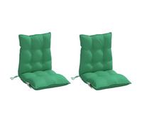 vidaXL Lot de 2 Coussins de Chaise à Dossier Bas, Galette de Siège Imperméable, Coussin d'Extérieur Anti-Glissement Jardin Terrasse, Vert Tissu Oxford