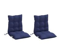vidaXL Lot de 2 Coussins de Chaise à Dossier Bas, Galette de Siège Imperméable, Coussin d'Extérieur Anti-Glissement Jardin Terrasse, Bleu Marine