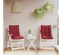 vidaXL Lot de 2 coussins de chaise à dossier bas, galette imperméable, anti‑glisse, rouge bordeaux
