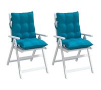 vidaXL Lot de 2 Coussins de Chaise à Dossier Bas, Galette de Siège Imperméable, Coussin d'Extérieur Anti-Glissement Jardin Terrasse, Bleu Clair