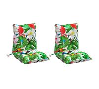 vidaXL Lot de 2 Coussins de Chaise à Dossier Bas, Galette de Siège Imperméable, Coussin d'Extérieur Anti-Glissement Jardin Terrasse, Multicolore