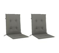 vidaXL Lot de 2 Coussins de Chaise à Dossier Bas, Oreillers de Balcon, Coussins de Sièges Patio Jardin Terrasse Extérieur, Gris Foncé Mélangé
