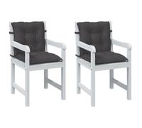 Lot de 2 Coussins de Chaise à Dossier Bas, Oreillers de Balcon, Coussins de Sièges Patio Jardin Terrasse Extérieur, Anthracite Mélangé