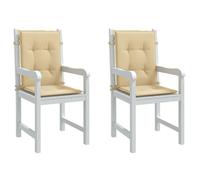 vidaXL Coussins de chaise à dossier bas – Lot de 2, tissu beige mélangé pour extérieur