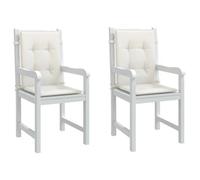 vidaXL Lot de 2 Coussins de Chaise à Dossier Bas, Oreillers de Balcon, Coussins de Sièges Patio Jardin Terrasse Extérieur, Crème Mélangé Tissu