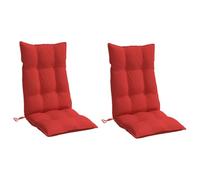 vidaXL Lot de 2 Coussins de Chaise à Dossier Haut, Galette de Siège Imperméable, Coussin d'Extérieur Anti-Glissement Jardin Terrasse, Rouge Tissu Oxford