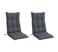 vidaXL Lot de 2 Coussins de Chaise à Dossier Haut, Galette de Siège Imperméable, Coussin d'Extérieur Anti-Glissement Jardin Terrasse, Anthracite