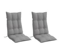 vidaXL Lot de 2 Coussins de Chaise à Dossier Haut, Galette de Siège Imperméable, Coussin d'Extérieur Anti-Glissement Jardin Terrasse, Gris Tissu Oxford