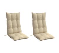 vidaXL Lot de 2 Coussins de Chaise à Dossier Haut, Galette de Siège Imperméable, Coussin d'Extérieur Anti-Glissement Jardin Terrasse, Beige Tissu Oxford