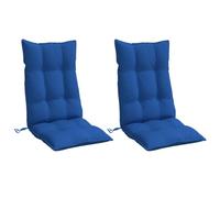 vidaXL Lot de 2 Coussins de Chaise à Dossier Haut, Galette de Siège Imperméable, Coussin d'Extérieur Anti-Glissement Jardin Terrasse, Bleu Royal