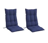 vidaXL Lot de 2 Coussins de Chaise à Dossier Haut, Galette de Siège Imperméable, Coussin d'Extérieur Anti-Glissement Jardin Terrasse, Bleu Marine