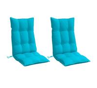 vidaXL Lot de 2 Coussins de Chaise à Dossier Haut, Galette de Siège Imperméable, Coussin d'Extérieur Anti-Glissement Jardin Terrasse, Turquoise