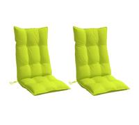 vidaXL Lot de 2 Coussins de Chaise à Dossier Haut, Galette de Siège Imperméable, Coussin d'Extérieur Anti-Glissement Jardin Terrasse, Vert Vif