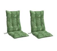 vidaXL Lot de 2 Coussins de Chaise à Dossier Haut, Galette de Siège Imperméable, Coussin d'Extérieur Anti-Glissement Jardin Terrasse, Modèle de Feuille