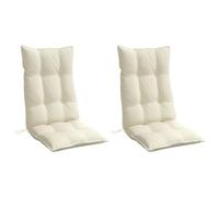 vidaXL Lot de 2 Coussins de Chaise à Dossier Haut, Galette de Siège Imperméable, Coussin d'Extérieur Anti-Glissement Jardin Terrasse, Crème Tissu Oxford