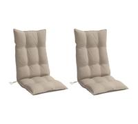 vidaXL Lot de 2 Coussins de Chaise à Dossier Haut, Galette de Siège Imperméable, Coussin d'Extérieur Anti-Glissement Jardin Terrasse, Taupe Tissu Oxford