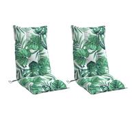 vidaXL Lot de 2 Coussins de Chaise à Dossier Haut, Galette de Siège Imperméable, Coussin d'Extérieur Anti-Glissement Jardin Terrasse, Modèle de Feuille