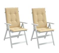 Lot de 2 Coussins de Chaise à Dossier Haut, Oreillers de Balcon, Coussins de Sièges Patio Jardin Terrasse Extérieur, Beige Mélangé Tissu