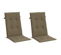 vidaXL Coussins de chaise 120x50x4 cm Lot de 2 Dossier haut Tissu taupe mélangé