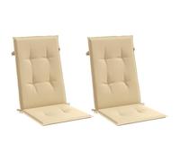 Lot de 2 Coussins de Chaise à Dossier Haut, Oreillers de Balcon, Coussins de Sièges Patio Jardin Terrasse Extérieur, Beige Mélangé Tissu