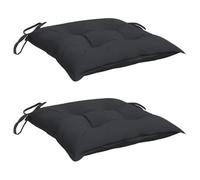 vidaXL Lot de 2 Coussins de Chaise, Galette de Siège avec Jeux de Cordes, Coussin d'Extérieur Imperméable, Noir 40x40x7 cm Tissu Oxford