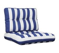 vidaXL Lot de 2 Coussins de Palette, Coussins de Siège de Salon, Coussins de Canapé de Jardin, Coussins de Chaise Extérieur, Rayures Bleues/Blanches Tissu