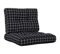 vidaXL Lot de 2 Coussins de Palette, Coussins de Siège de Salon, Coussins de Canapé de Jardin, Coussins de Chaise Extérieur, Motif à Carreaux Noir Tissu