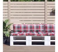 vidaXL Lot de 2 Coussins de Palette, Coussins de Siège de Salon, Coussins de Canapé de Jardin, Coussins de Chaise Extérieur, Motif à Carreaux Rouge Tissu Multicolore G