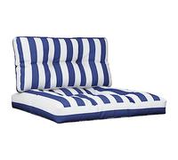 vidaXL Lot de 2 Coussins de Palette, Coussins de Siège de Salon, Coussins de Canapé de Jardin, Coussins de Chaise Extérieur, Rayures Bleues/Blanches Tissu