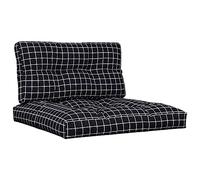 vidaXL Lot de 2 Coussins de Palette, Coussins de Siège de Salon, Coussins de Canapé de Jardin, Coussins de Chaise Extérieur, Motif à Carreaux Noir Tissu