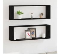 vidaXL Lot de 2 étagères murales chêne noir 80×15×26 cm - Bois d'ingénierie, charge 60 kg
