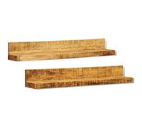 vidaXL Étagères murales – Lot de 2 en bois solide Marron