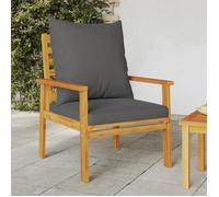vidaXL Fauteuils de jardin Lot de 2 366376 – Bois massif d'acacia, avec coussin et accoudoirs, Gris