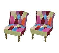 vidaXL Lot de 2 Fauteuil de Style France Design Patchwork Multi Couleur