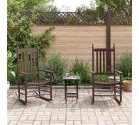 vidaXL Chaises à bascule lot de 2 table pliable marron massif peuplier Marron
