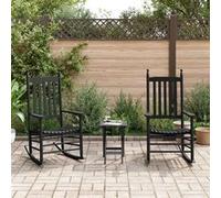 vidaXL Chaises à bascule lot de 2 table pliable noir massif peuplier Noir
