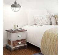 vidaxL Lot de 2 tables de chevet marron et blanc - Style maison de campagne classique - Tables d'appoint polyvalentes pour chambre à coucher, salon - Avec tiroirs, tables d'appoint