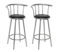 vidaXL Tabourets de bar 2 pcs Noir Similicuir