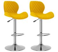 vidaXL Tabourets de bar Lot de 2 Velours Jaune moutarde