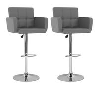 vidaXL Lot de 2 Tabourets de Bar, Chaise de Pub, Siège de Bistrot, Meuble de Salle à Manger Cuisine Salon Maison Intérieur, Gris Similicuir
