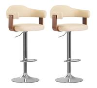 vidaXL Tabourets de bar 327335 - Lot de 2, bois courbé, similicuir crème et marron