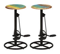 vidaXL Lot de 2 Tabourets de Bar, Chaise de Pub, Siège de Bistrot, Meuble de Salle à Manger Cuisine Salon Maison Intérieur, Bois Massif de Récupération